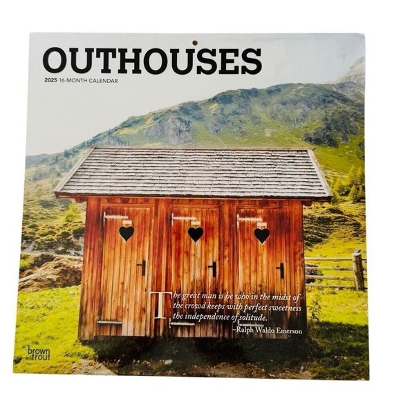 Brown Trout Outhouses 2025 12 x 12 Wall Calendar 16 month NEW - Picture 1 of 2